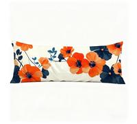 Taie Oreiller 50x150 cm Émeraude Housse Traversin Fleur Double Face Impression Lin Protege Oreiller, Fermeture éclair invisible Taie de Traversin Long Coussin Grossesse, pour Chambre Lit Canapé H0-813