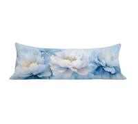 Taie Oreiller 50x150 cm Fleurs Taie de Traversin 150 cm Blanc Protege Oreiller, Durable Lin Rectangulaire Housse Coussin avec Fermeture Eclair Invisible Pillow Case pour Decoratif Canape Lit dg-286