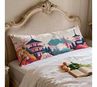 Taie Oreiller 50x150 Japon Oreiller de Corps Paysage Taie Traversin 150 cm Double Face Impression Latéral Velour Taie D'oreiller, Fermeture Eclair Caché Taies D'oreillers Housses de Coussin 0p-130