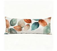 Taie Oreiller 50x180 cm Feuilles Housse Traversin Rétro Double Face Impression Lin Protege Oreiller, Fermeture éclair invisible Taie de Traversin Long Coussin Grossesse, pour Chambre Lit Canapé H0-790