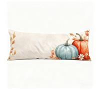 Taie Oreiller 50x180 cm Simple Housse Traversin Citrouille Double Face Impression Lin Protege Oreiller, Fermeture éclair invisible Taie de Traversin Long Coussin Grossesse, pour Chambre Canapé H0-822