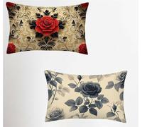 Taie Oreiller 50x60 Lot de 2, Fleur Housse Coussin 50x60cm avec Fermeture Éclair Invisible, Planter Velours Doux Housse de Coussin Rectangulaire, Taie d'oreiller pour Canape Salon Maison Decor 1-6350