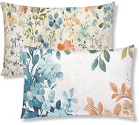Taie Oreiller 50x60 Lot de 2 Housse Coussin en Velours Fleur Rectangulaire Coussin de Canape Moderne Feuille Taie d'oreiller Avec Fermeture à Glissière Invisible pour Decoration Maison Canapé S1-456