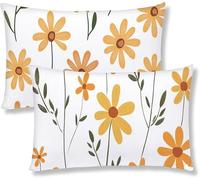 Taie Oreiller 50x60 Lot de 2 Housse Coussin en Velours Jaune Rectangulaire Coussin de Canape Moderne Fleurs Taie d'oreiller Avec Fermeture à Glissière Invisible pour Decoration Maison Canapé S1-520