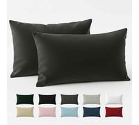 Taie Oreiller 50x70 Coton Renforcé (Set de 2) - Anthracite - Tissage serré de 57 Fils/cm² - Taie Oreiller 50 x 70 cm- Certifié Oeko Tex