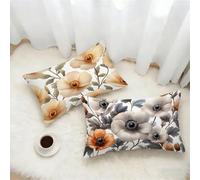 Taie Oreiller 50x70 Lot de 2, Blanc Housse Coussin 70x50cm avec Fermeture Éclair Invisible, Fleur Velours Doux Housse de Coussin Rectangulaire, Taie d'oreiller pour Canape Salon Maison Decor 1-9014