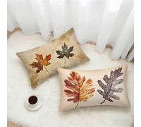 Taie Oreiller 50x70 Lot de 2, Couleur Moutarde Housse Coussin 70x50cm avec Fermeture Éclair Invisible, Feuilles Velours Doux Housse de Coussin Rectangulaire, Taie d'oreiller pour Maison Decor 5-2053