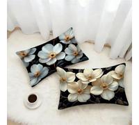 Taie Oreiller 50x70 Lot de 2, Fleur Housse Coussin 70x50cm avec Fermeture Éclair Invisible, Planter Velours Doux Housse de Coussin Rectangulaire, Taie d'oreiller pour Canape Salon Maison Decor 7-9472