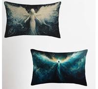 Taie Oreiller 50x70cm Lot de 2, Ange Housse Coussin avec Fermeture Éclair Invisible, Abstrait Imperméable Lin Housse de Coussin Rectangulaire, Taie d'oreiller pour Canape Chambre Maison Decor H-8822