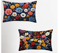 Taie Oreiller 50x70cm Lot de 2, Couleur Housse Coussin avec Fermeture Éclair Invisible, Fleur Velours Doux Housse de Coussin Rectangulaire, Taie d'oreiller pour Canape Chambre Maison Decor 6-6848