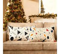 Taie Oreiller 50x80 Housse Coussin Couleur avec Fermeture éClair Invisible, Géométrie Motif Coussins Canapé Lin, Decoration Noel Housse de Coussin pour Chambre Salon Maison Decoration Lot de 2 X-q-128