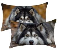Taie Oreiller 50x80 Lot de 2 Chien - Coussin Canape Animal Lin Housse de Coussin Rectangulaire - Décoratif Taie d'oreiller - Douillet Housse Oreiller - Lavable en Machine - Decoration Maison k-273