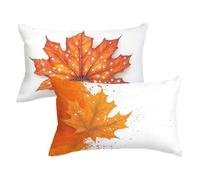 Taie Oreiller 50x80 Lot de 2 Housse de Coussin Beige Coussin Canape, Rectangulaire Lin Taies D'oreillers Orange Brûlé Double Face Impression Decoratif Housse Oreiller Decoration Salon Moderne P-164
