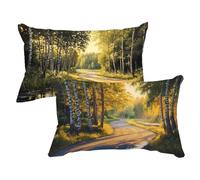 Taie Oreiller 50x80cm Couleur Orange Housse de Coussin Paysage Housse Coussin Canapé Deco Automne Lin Housse Oreiller Rectangulaire Facile à Nettoyer Décoration D'Intérieur Cadeau de Noël C0C607