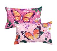 Taie Oreiller 50x80cm Lilas Housse de Coussin Papillon Housse Coussin Canapé Deco Automne Lin Housse Oreiller Rectangulaire Fermeture éclair Invisible Décoration D'Intérieur Cadeau de Noël C0C663