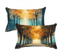 Taie Oreiller 50x80cm Orange BrûLéE Housse de Coussin Paysage Housse Coussin Canapé Deco Automne Lin Housse Oreiller Rectangulaire Doux et Confortable Décoration D'Intérieur Cadeau de Noël C0C609