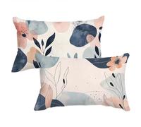 Taie Oreiller 50x80cm Rose Housse de Coussin Fleurs Housse Coussin Canapé Deco Automne Lin Housse Oreiller Rectangulaire Fermeture éclair Invisible pour Décoration D'Intérieur Cadeau de Noël C0C585