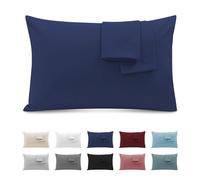 Taie Oreiller 50x90 Lot de 2 en Premium Microfibre - avec Fermeture Éclair Invisible- Housse Coussin Doux, Confortable, Respirant et Hypoallergénique - Bleu