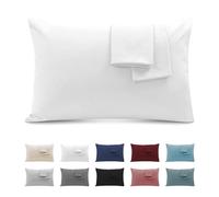 Taie Oreiller 50x90 Lot de 2 en Premium Microfibre - avec Fermeture Éclair Invisible- Housse Coussin Doux, Confortable, Respirant et Hypoallergénique - Blanc