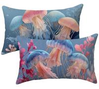 Taie Oreiller 50x90 Lot de 2 rose - Coussin Canape Méduses Velours Housse de Coussin Rectangulaire - Décoratif Taie D'oreiller - Douillet Housse Oreiller - Lavable en Machine - Decoration Maison k-240