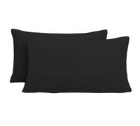 Taie Oreiller 50x90cm 2 PCS en Premium Microfibre, Housse Coussin avec Fermeture Éclair Invisible, Taie d Oreiller Hypoallergénique et Respirante, Noir