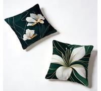 Taie Oreiller 55 x 55 Lot de 2 Vert Coussin Exterieur 55x55 cm Coussin Decoratif Fleur Housse De Canapé Lin avec Fermeture éclair Invisible pour Jardin Decoration Maison, Printemps et été R-5Q429G