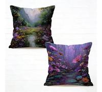 Taie Oreiller 55x55cm Lot de 2 Couleur Taie d'oreiller Exterieur Fleur Doux Coussin Decoratif lit Velours Coussin Canape, Double Face Imprimé Conception pour Chaise Canape Salon Printemps F-446J79