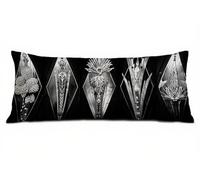 Taie Oreiller 60 x 180 cm Noir Housses de Coussin de Positionnement Latéral Doux Lin Resistant Resistant Géométrie Taie de Traversin, Améliorer Sommeil Qualité Housse Coussin, pour Lit Canapé B-6094