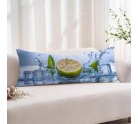 Taie Oreiller 60x160 cm Lot de 1 Bleu Premium Velours Housse Coussin avec Fermeture Éclair Invisible, Traversin 160cm, Citron Taie d'oreiller longue pour Coussin de Positionnement Latéral xz-768