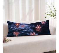 Taie Oreiller 60x180 cm Bleu Lot de 1 Housses Coussin de Positionnement Latéral, Traversin 180cm Ultra Doux et Respirant, Impression Recto Verso, Housse de Coussin avec Fermeture éclair, Fleur xz-747