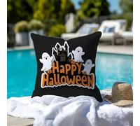 Taie Oreiller 60x60 cm - Housse de Coussin Extérieur Imperméable avec Fermeture Éclair Invisible - Halloween & Noir Protege Oreiller en Velours Impression Double Face - Décoration - 1 Pièce 2B-1186