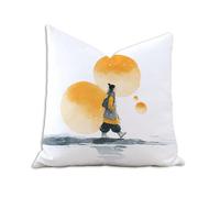 Taie Oreiller 60x60 cm - Housse de Coussin Extérieur Imperméable avec Fermeture Éclair Invisible - Jaune & Coucher de Soleil Protege Oreiller en Velours Impression Double Face - 1 Pièce 2B-1158