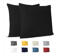 Taie Oreiller 60x60 cm (Lot de 2) Dreamzie - 100% Coton Jersey 150 GSM - Noir - Taie d'oreiller 60 x 60 cm- Housse Coussin 60x60 cm Résistant et Hypoallergénique pour Oreiller