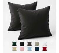 Taie Oreiller 60x60 Coton Renforcé (Set de 2) - Anthracite - Tissage serré de 57 Fils/cm² - Taie Oreiller 60 x 60 cm- Certifié Oeko Tex