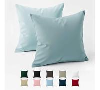 Taie Oreiller 60x60 Coton Renforcé (Set de 2) - Bleu Clair - Tissage serré de 57 Fils/cm² - Taie Oreiller 60 x 60 cm- Certifié Oeko Tex