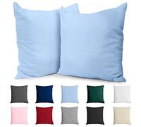 Taie Oreiller 60x60 Coton Renforcé (Set de 2) - Bleu Clair - Tissage serré de 57 Fils/cm² - Taie Oreiller 60 x 60 cm- Certifié Oeko Tex