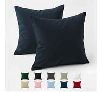 Taie Oreiller 60x60 Coton Renforcé (Set de 2) - Bleu Foncé - Tissage serré de 57 Fils/cm² - Taie Oreiller 60 x 60 cm- Certifié Oeko Tex