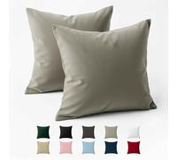 Taie Oreiller 60x60 Coton Renforcé (Set de 2) - Gris Clair - Tissage serré de 57 Fils/cm² - Taie Oreiller 60 x 60 cm- Certifié Oeko Tex