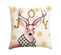 Taie Oreiller 60x60 Noël Rennes Rose Protege Oreiller 60x60 Lin Respirante Réutilisable Coussin Canape pour Salon Jardin Durable Housse Coussin