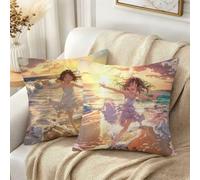 Taie Oreiller 60x60 Velours Fille Coussin Canape Lot de 2 Plage, b-361 | Coussin Exterieur Impermeable, Protege Oreiller Coussins de Jardin, Decoration Maison, Decoration Automne