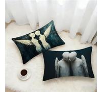 Taie Oreiller 60x80 Lot de 2, Blanc Housse Coussin 80x60cm avec Fermeture Éclair Invisible, Ange Imperméable Lin Housse de Coussin Rectangulaire, Taie d'oreiller pour Canape Salon Maison Decor M-2947