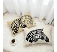 Taie Oreiller 60x80 Lot de 2, ZèBre Housse Coussin 80x60cm avec Fermeture Éclair Invisible, RéTro Velours Doux Housse de Coussin Rectangulaire, Taie d'oreiller pour Canape Salon Maison Decor R-6962