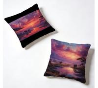Taie Oreiller 65 x 65 Lot de 2 Coucher De Soleil Coussin Exterieur 65x65 cm Coussin Decoratif éLéPhant Housse De Canapé Lin Avec Fermeture éclair Invisible Decoration Maison, Printemps et été F-ZFX79R