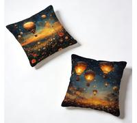 Taie Oreiller 65 x 65 Lot de 2 Jaune Coussin Exterieur 65x65 cm Coussin Decoratif MontgolfièRe Housse De Canapé Lin avec Fermeture éclair Invisible pour Decoration Maison, Printemps et été P-AX017W