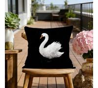 Taie Oreiller 65x65 cm - Housse de Coussin Extérieur Imperméable avec Fermeture Éclair Invisible - Noir & Cygne Protege Oreiller en Velours Impression Double Face - Décoration Maison - 1 Pièce 2B-1172