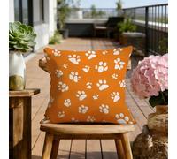 Taie Oreiller 65x65 cm - Housse de Coussin Extérieur Imperméable avec Fermeture Éclair Invisible - Orange & Mignon Protege Oreiller en Lin Impression Double Face - Décoration Maison - 1 Pièce 2B-1160