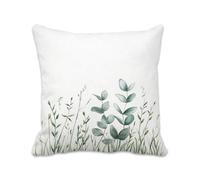 Taie Oreiller 65x65 cm - Housse de Coussin Extérieur Imperméable avec Fermeture Éclair Invisible - Vert & Usine Protege Oreiller en Lin Impression Double Face - Décoration Maison - 1 Pièce 2B-1170