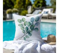 Taie Oreiller 65x65 cm - Housse de Coussin Extérieur Imperméable avec Fermeture Éclair Invisible - Vert & Feuille Protege Oreiller en Lin Impression Double Face - Décoration Maison - 1 Pièce 2B-1162
