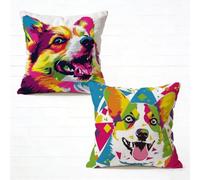 Taie Oreiller 65x65 cm Lot de 2 Couleur Housse de Coussin 65 x 65 Gros Coussin De Canapé Lin Taie Oreiller Exterieur Chien pour Printemps Été Chaise Canape Chambre Terrasse Décoratifs, Gifts W-265AC7