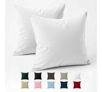 Dreamzie Taie Oreiller 65x65 Coton Renforcé (Set de 2) - Blanc - Tissage serré de 57 Fils/cm² - Taie Oreiller 65 x 65 cm- Certifié Oeko Tex